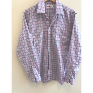 Alan Paine Button Up Shirt Pink/blue Plaid Size  L